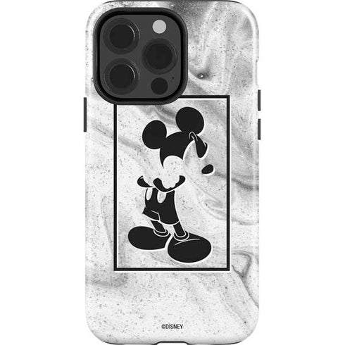 Disney Mickey Mouse Shape on Marble iPhone 15 Pro Impact Case